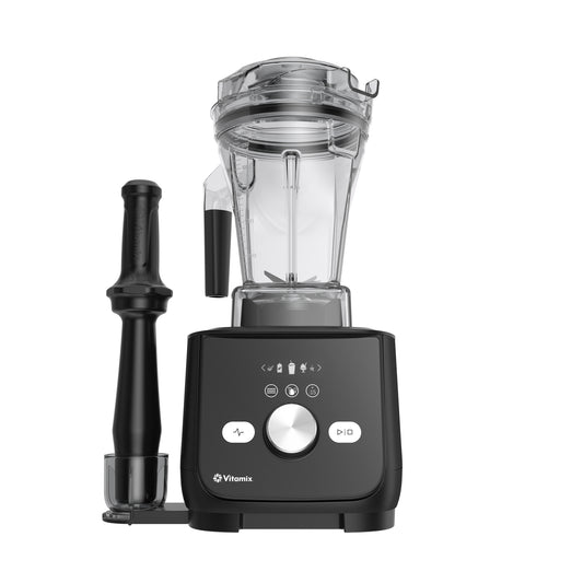 Black Vitamix Ascent X5 blender in black with clear container on a white background