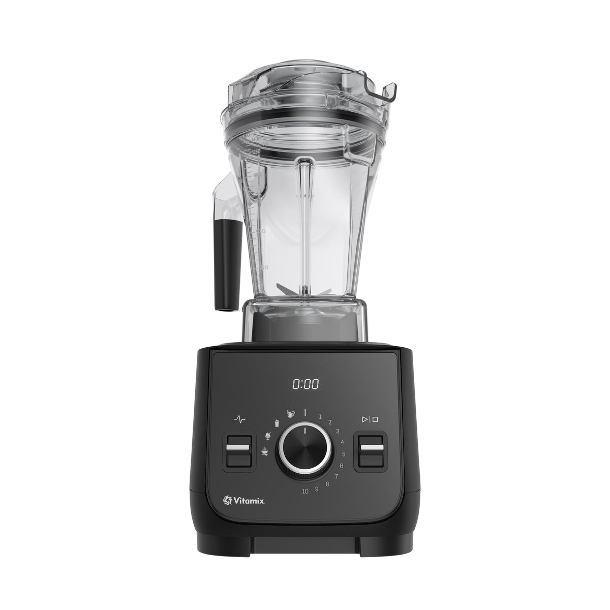 Vitamix black Ascent X countertop blender with a clear container and lid, shown on a solid white background.