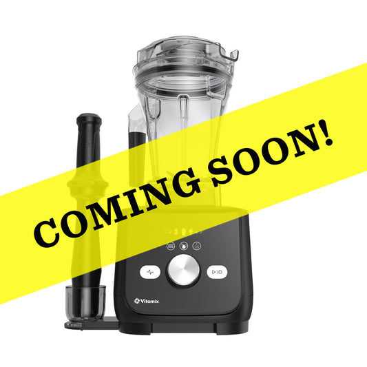 Black Vitamix Ascent X5 blender in black with clear container on a white 